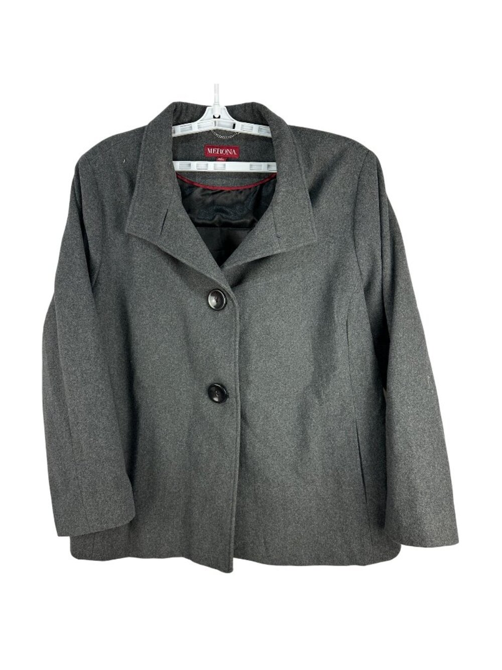 Merona Womens Wool Blend Gray Peacoat Size 3 Button-Up Lined Jacket